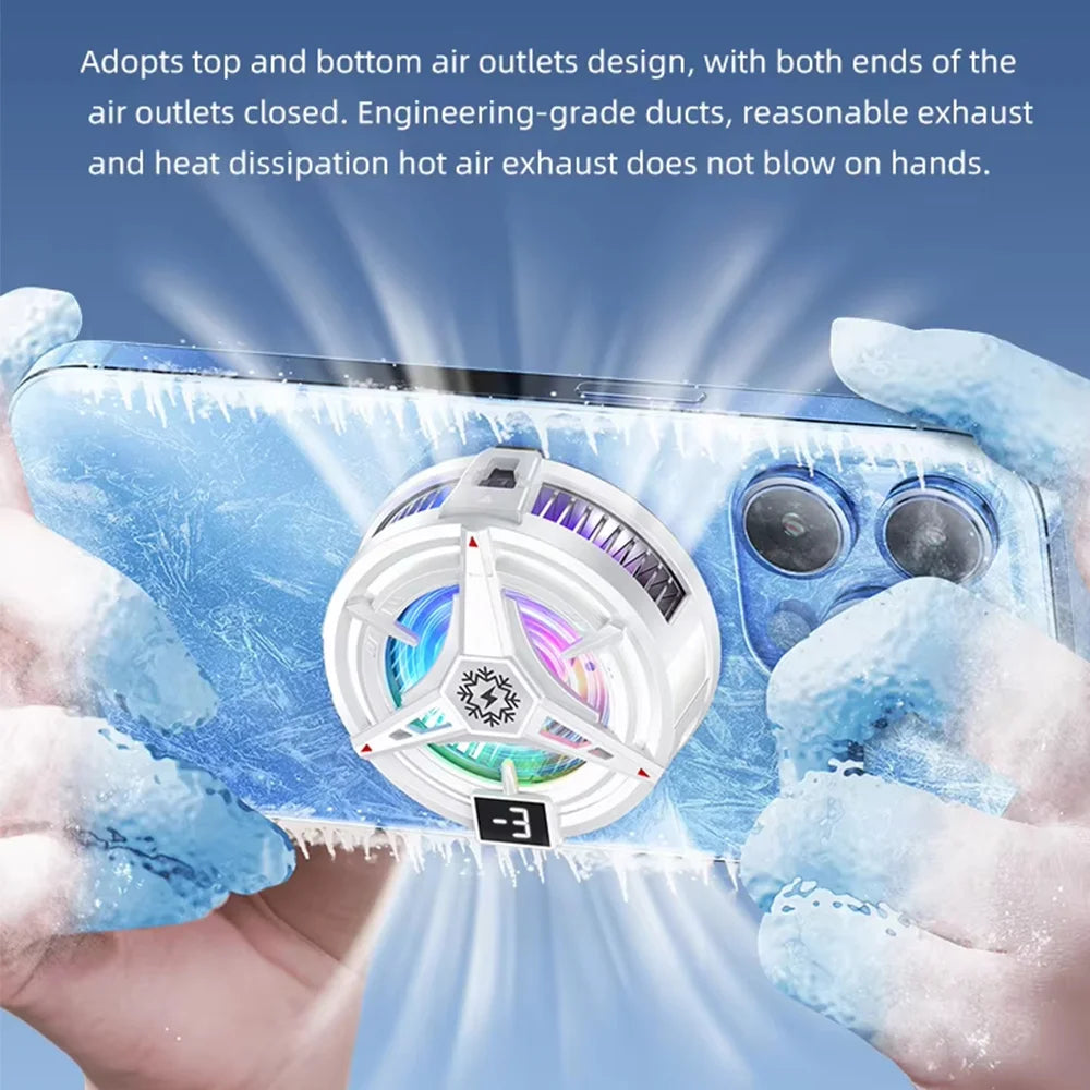 Magnetic Phone Cooler for Gaming with RGB Light - Semiconductor Cooling Fan Compatible with iPhone Magsafe Android & iPad