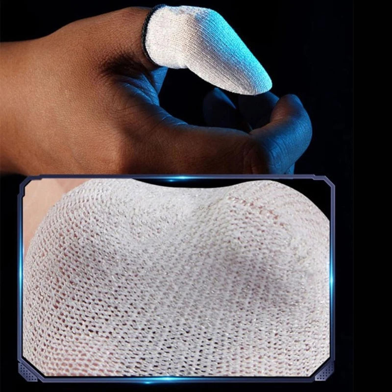 Gaming Finger Sleeves for Mobile Gaming 0.25mm Glass Silver Fiber Seamless Thumb Fingertip Cover Anti-Sweat for PUBG/COD/LOL/ROS