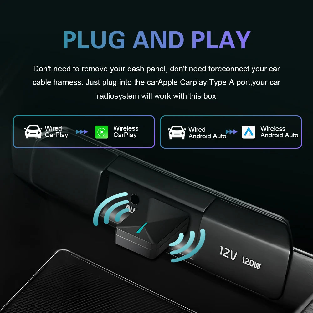 New Mini U3 Grey 2 in 1 Wireless Carplay Adapter Bluetooth WiFi Auto Connect Wireless Android Auto Dongle OTA Online Upgrade
