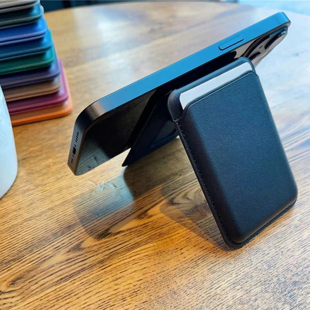 Magnetic Card Holder for Magsafe Multifunctional  Leather Card Storage Pouch with Hide Stand for i Phone 16 15 14 13 12 Series