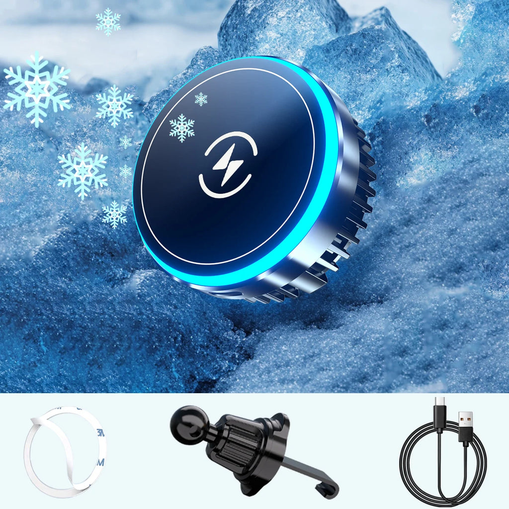 Cooling Phone Holder Car Magnetic Phone Cooler Semiconductor Active Coolers Cool Down Phone Qi 15W Magsafe Fast Wireless Charger