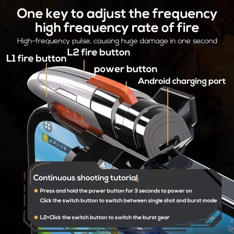 6 Finger Mobile Phone ABS Game Trigger AK06 for PUBG Aim  Shooting L1 R1 Alloy Key Button for IOS Android NEW Gamepad Controller