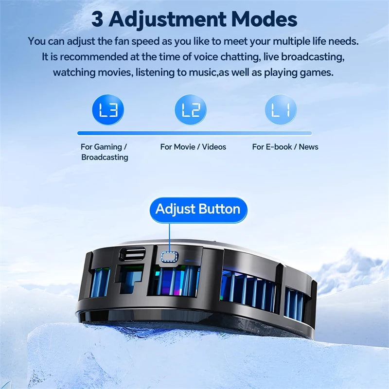 Magnetic RGB Cell Phone Cooling Fan with Temperature Display for Magsafe Mobile Gaming IPad Phone Cooler Air Radiator Aircooler
