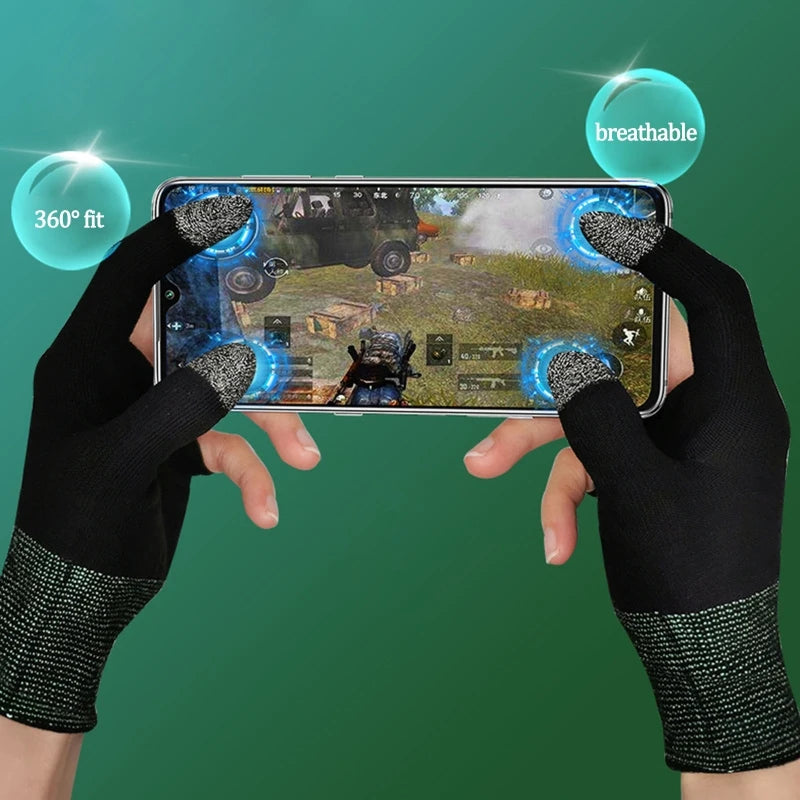 Two-finger Gaming Finger Sleeves Mobile Game Gloves Sweat-proof Touch Screen Finger Cots Seamless for Mobile Game Controllers