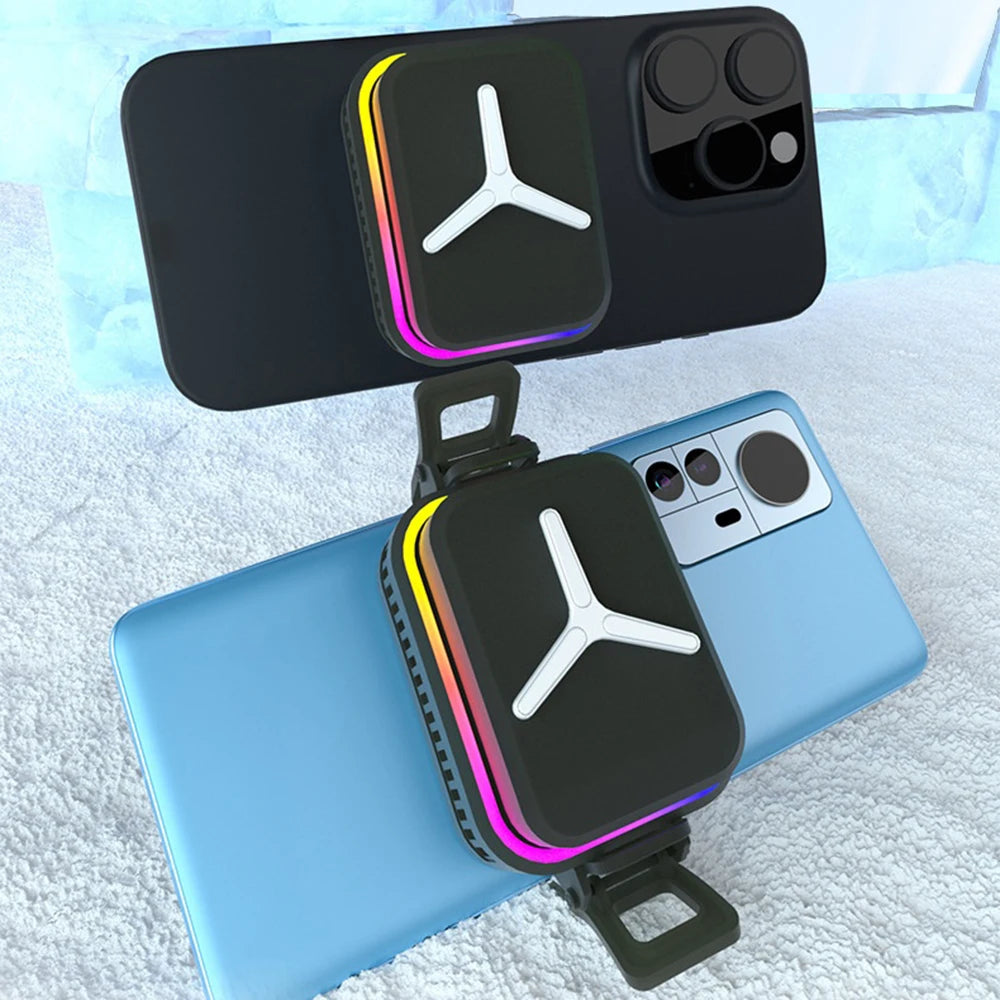 15W Strong Cooling Semiconductor Mobile Phone Radiator Cooler Fan Magnetic Back Clamp   RGB Lighting Radiator for Phones Gaming