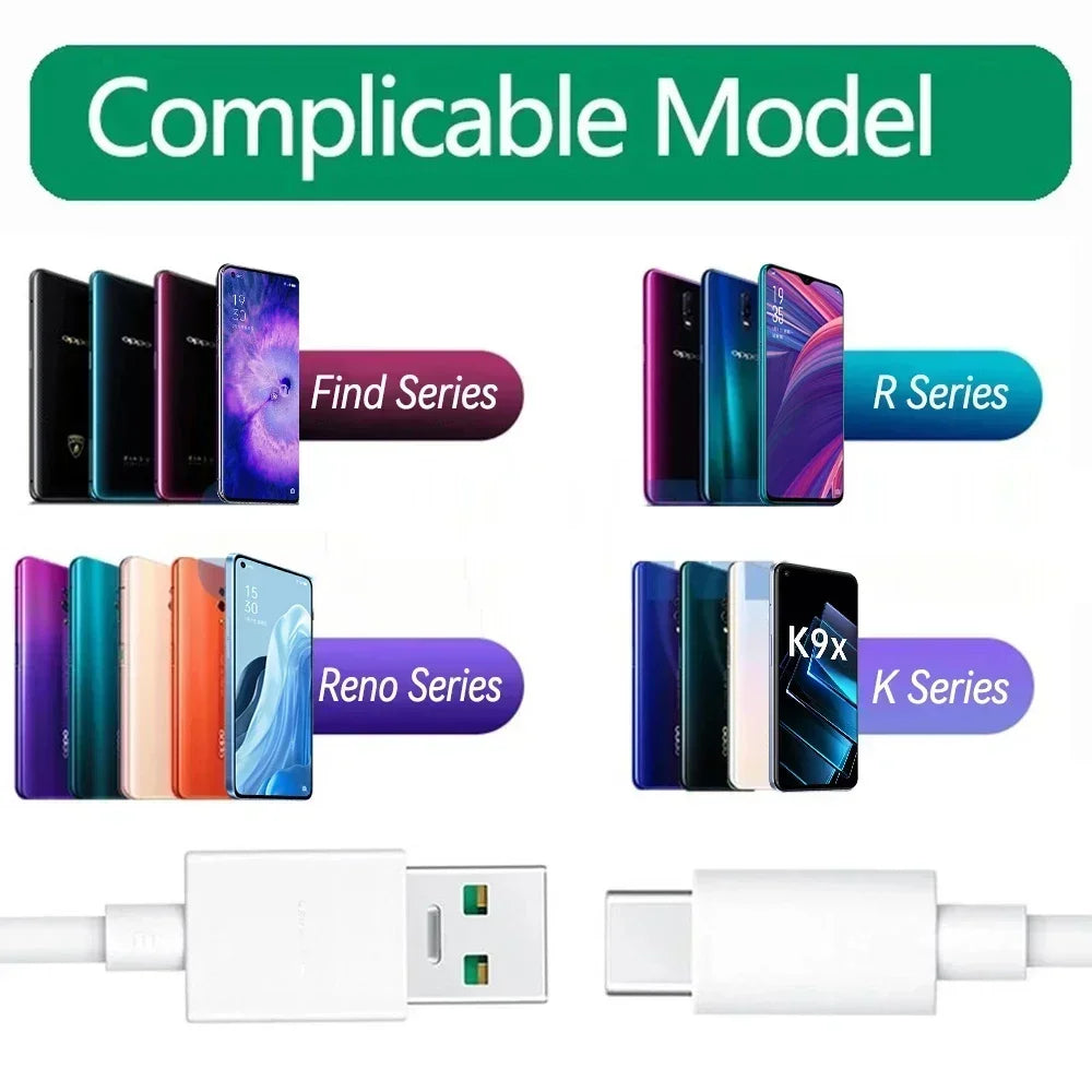 Original OPPO Cable Usb Type C Super Vooc Fast charging Charger Wire OPPO Find X5 X6 X3 Pro N2 Flip Reno10 8 7 6 Pro A77 A78 A98