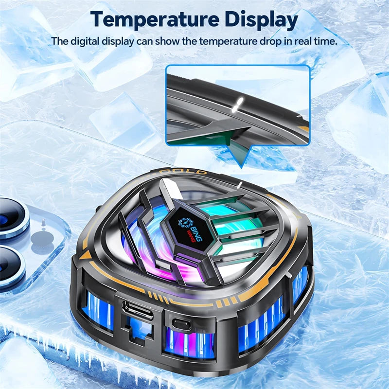Magnetic RGB Cell Phone Cooling Fan with Temperature Display for Magsafe Mobile Gaming IPad Phone Cooler Air Radiator Aircooler