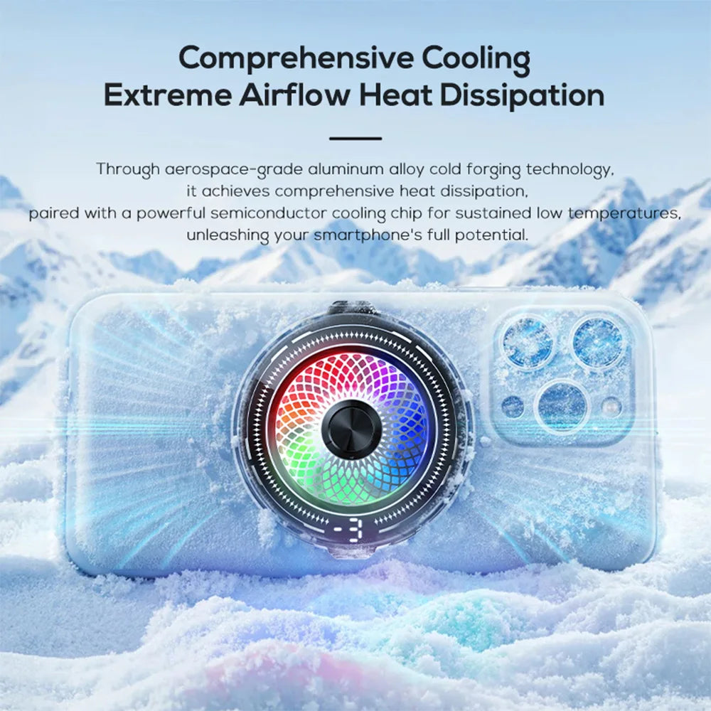Phones Magnetic Cooler 3-gear Wind Speed With Lights Semiconductor Refrigeration Cool Down Digital Display Cellphones Radiator