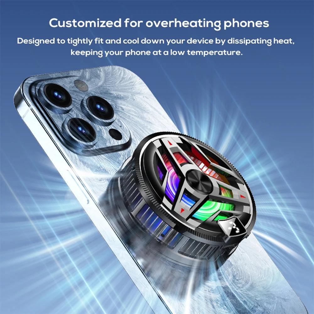 Magnetic Semiconductor Phone Cooler RGB Lights Digital DisplayCooling Fan Freeze Radiator For Gaming Tablet/Live Streaming ﻿