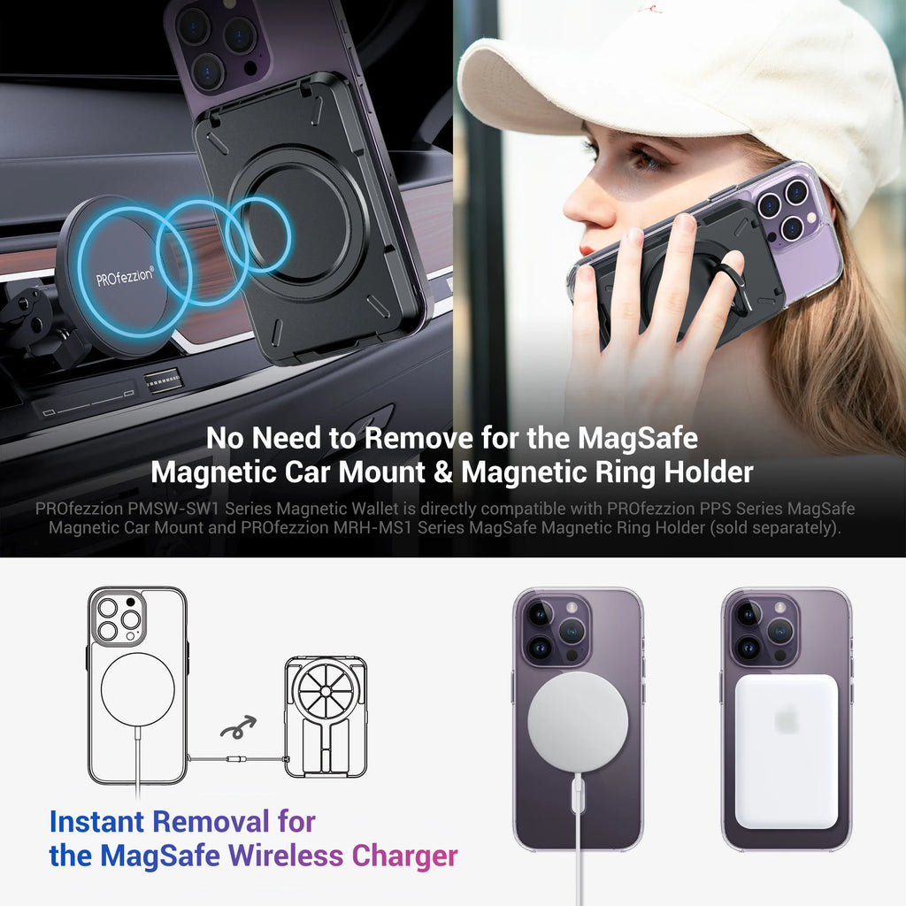 Magnetic Wallet &Card Holder with RFID Blocking Function for iPhone 17 16 15 14 Pro/ Pro Max/13 Pro Max/13 12 Pro MagSafe Wallet