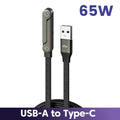 65W USB Fast Charging Cable With Foldable Phone Holder 2-in-1 Type-C Quick Charge Data Wire USB C Charging Line For Mobile Phone