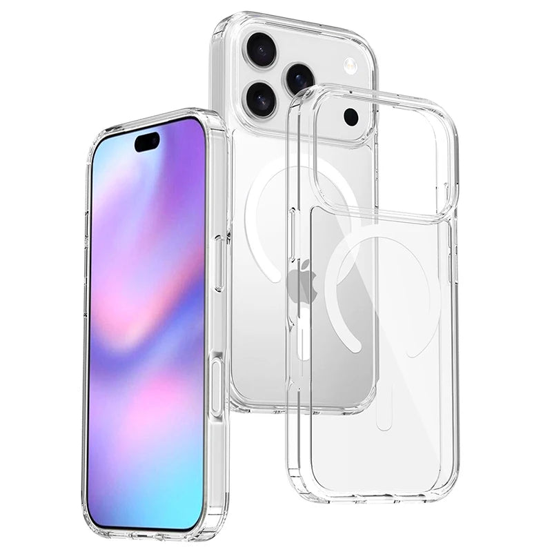 Magnetic For Magsafe Case For iPhone 17 Pro Max Hybrid Hard Cover for iPhone17ProMax iPhone17Pro Clear Shockproof Soft Shell PC